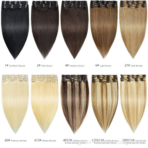 Wholesale 120G 140G 160G 180G Customized Double Drawn Thick Ends Remy Clip In Hair Extension